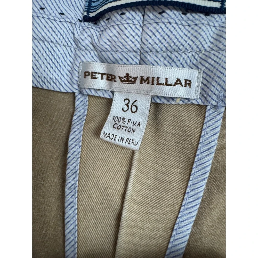 Peter Millar Mens Bermuda Golf Performance Short Khaki Beige Pima Cotton‎ 36